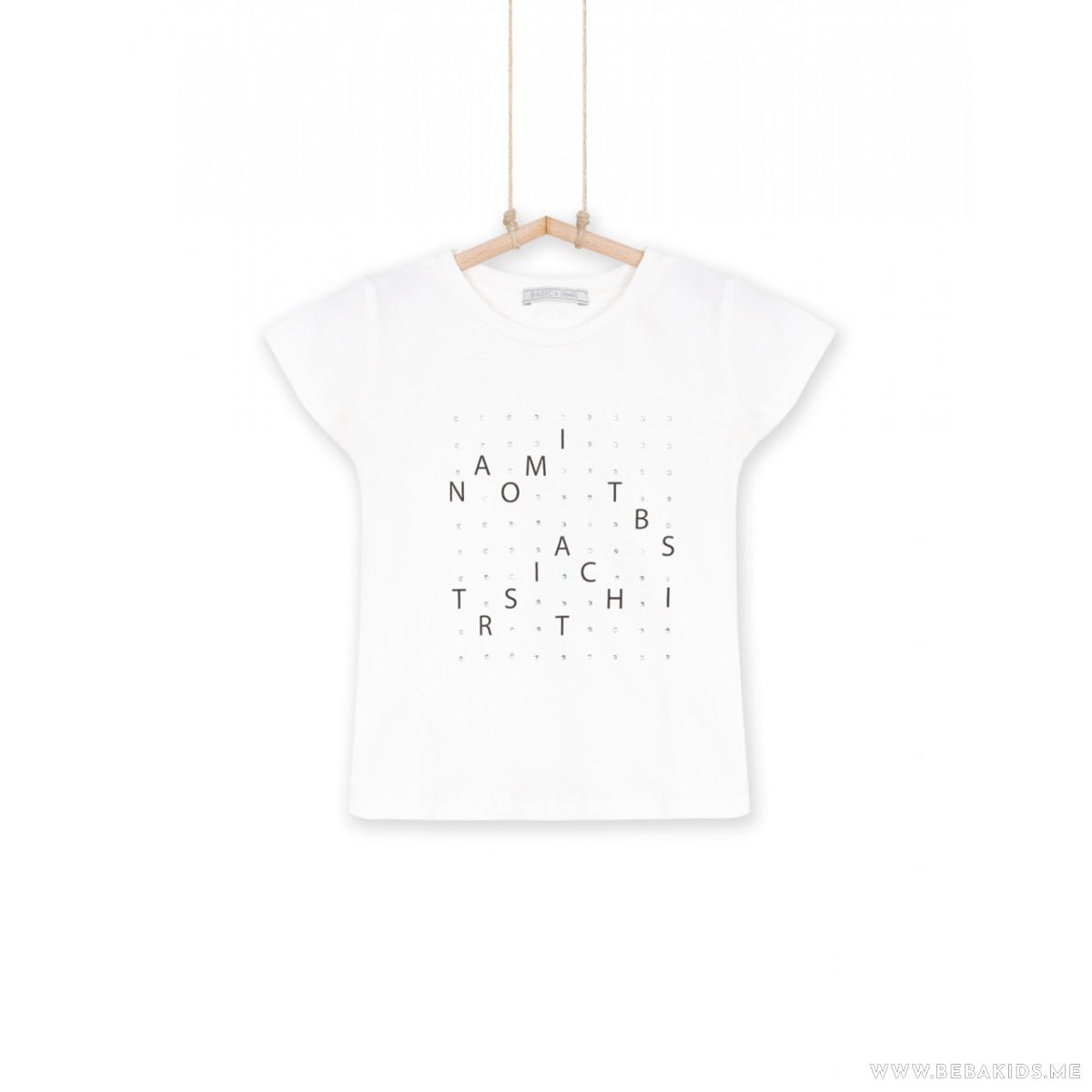 MAJICA ZA DJEVOJČICE BASIC KREM BELA